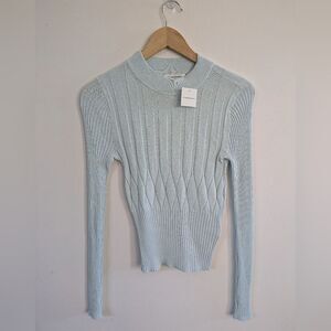 Club Monaco Keisa Light Blue Ribbed Sweater Mint Blue Green S Small
